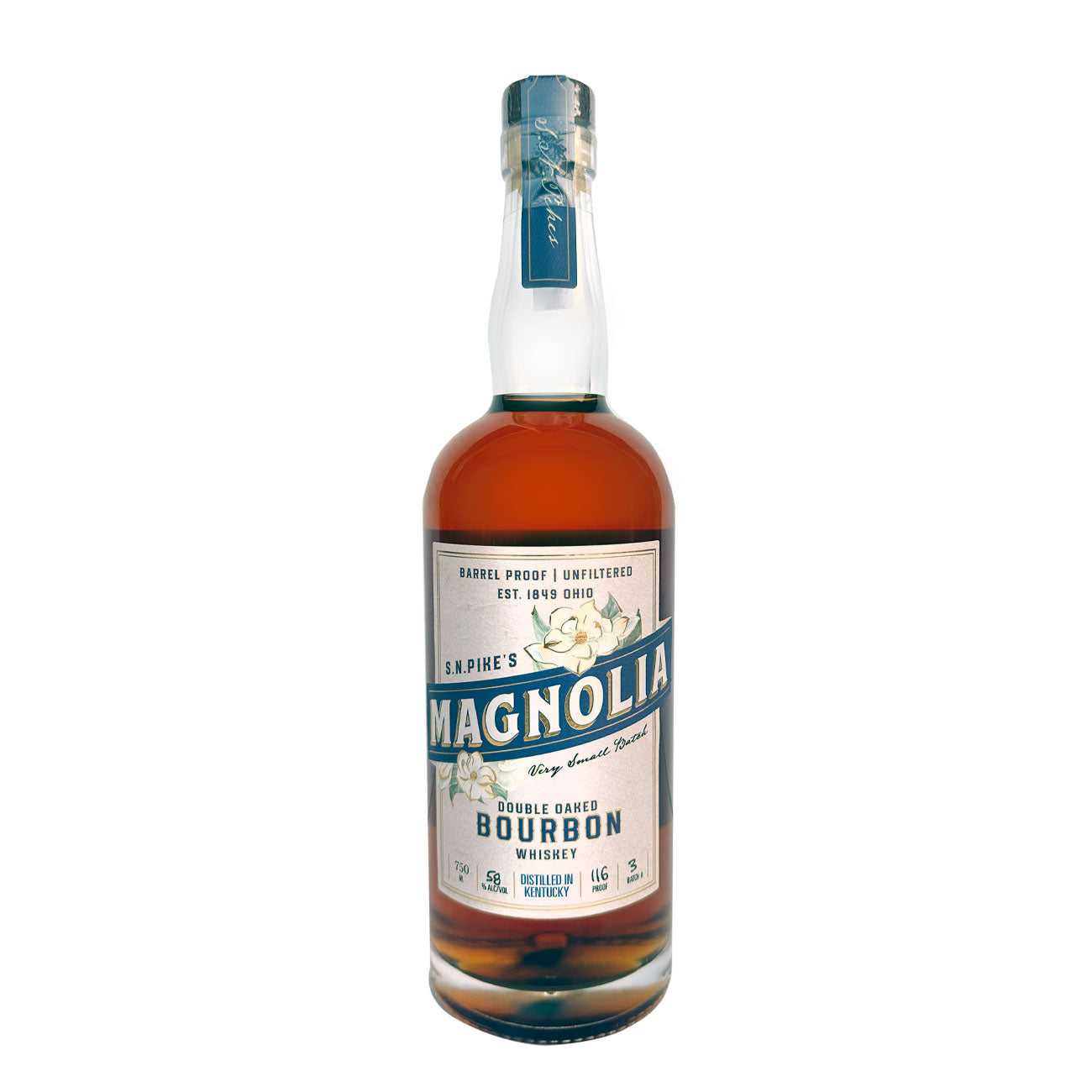 S.N. Pike's Magnolia Double Oaked Bourbon Whiskey Distilled in Kentucky Barrel Proof Unfiltered