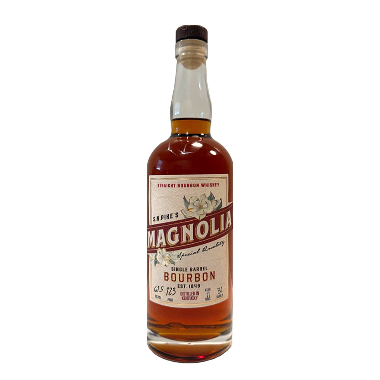 S.N. Pike's Magnolia Single Barrel Bourbon Whiskey Distilled in Kentucky 