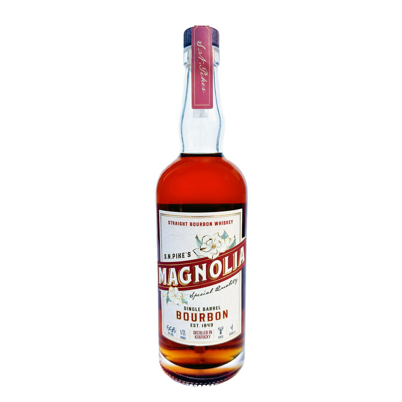 S.N. Pike's Magnolia Single Barrel Bourbon Whiskey Distilled in Kentucky 